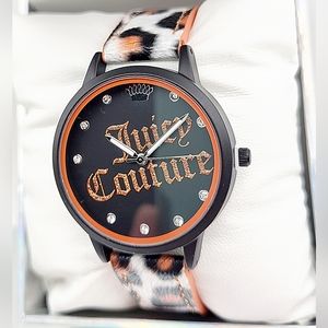 Juicy Couture Black Label Orange & Black Leopard Quartz Watch New In Box Unisex
